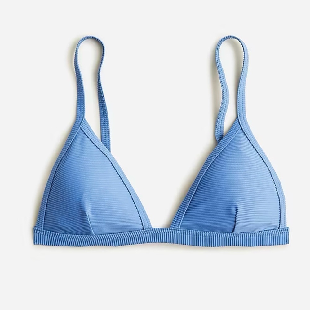 J. Crew Ribbed triangle bikini top Blue